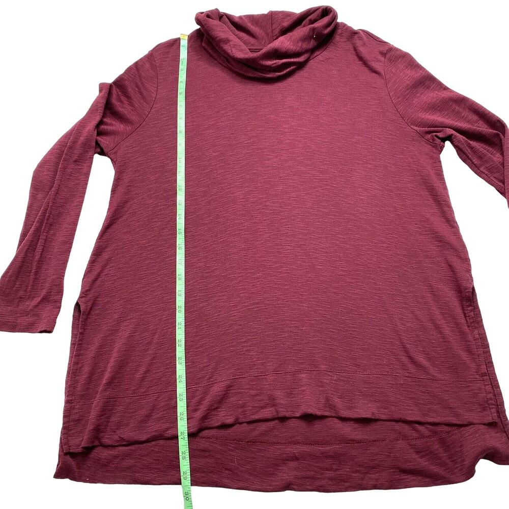J.JILL Burgundy Red Pima Cowl Neck Tunic Top Large Petite Long Sleeve - Picture 8 of 10